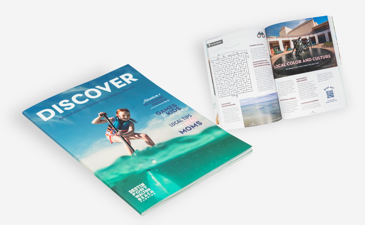 A detailed view of the front of the magazine and some inner pages.