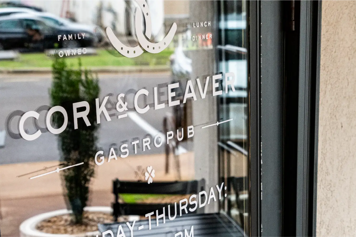 White decals on glass door