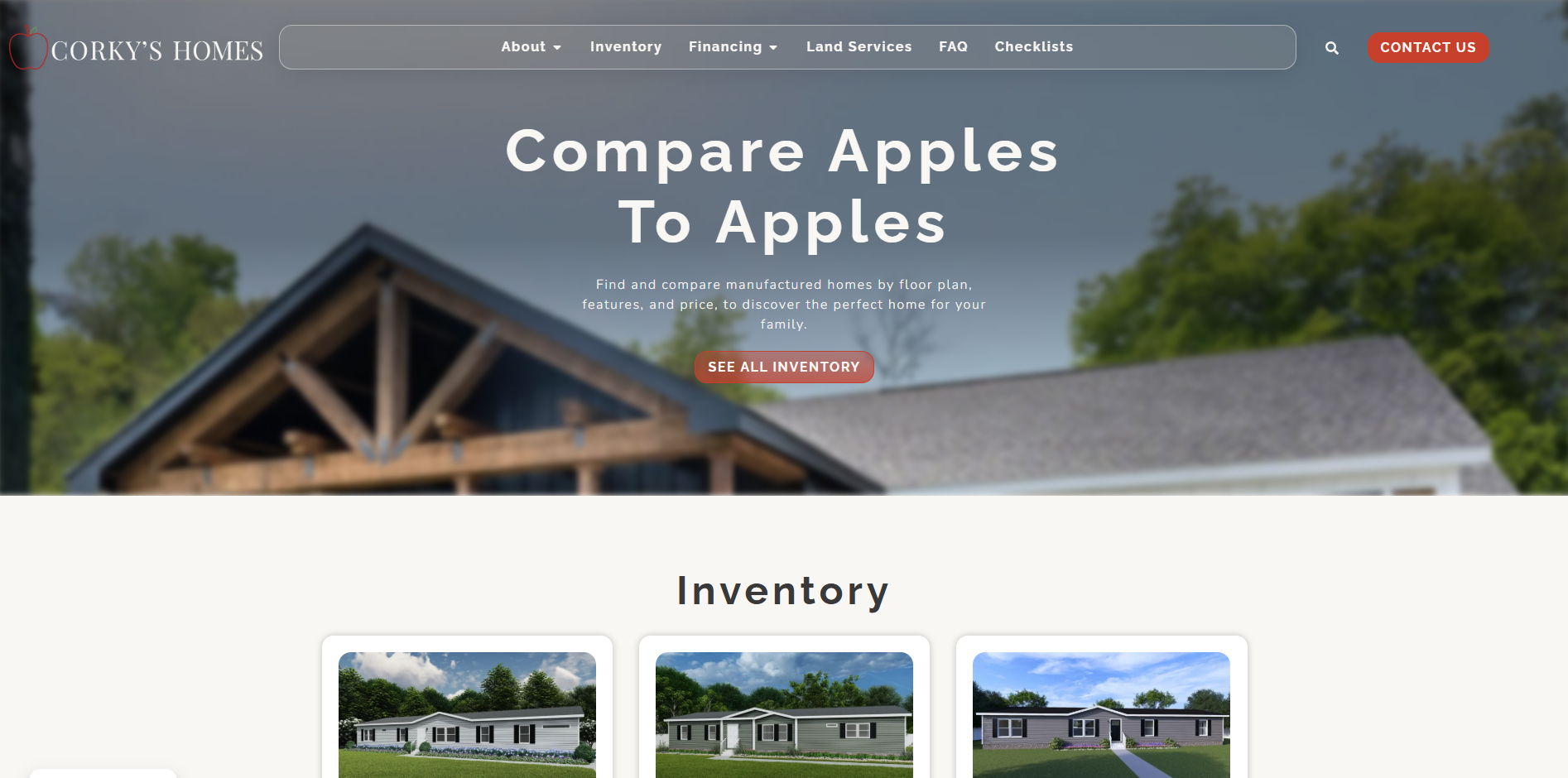 Corky's Homes website screenshot