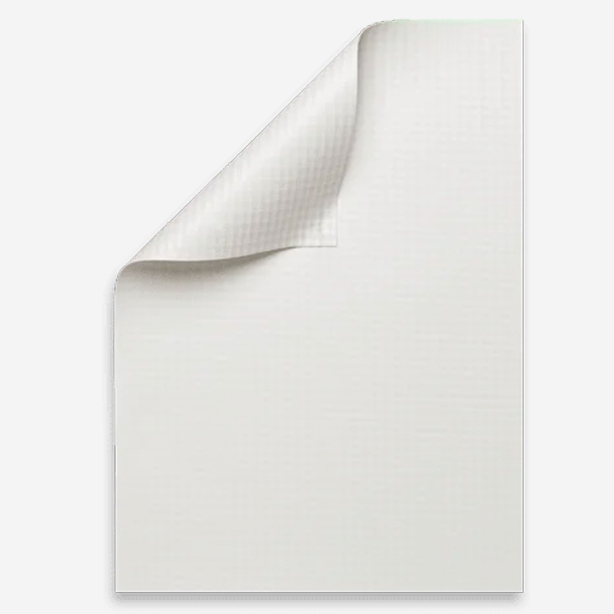 White rectangle sample of vinyl banner material.