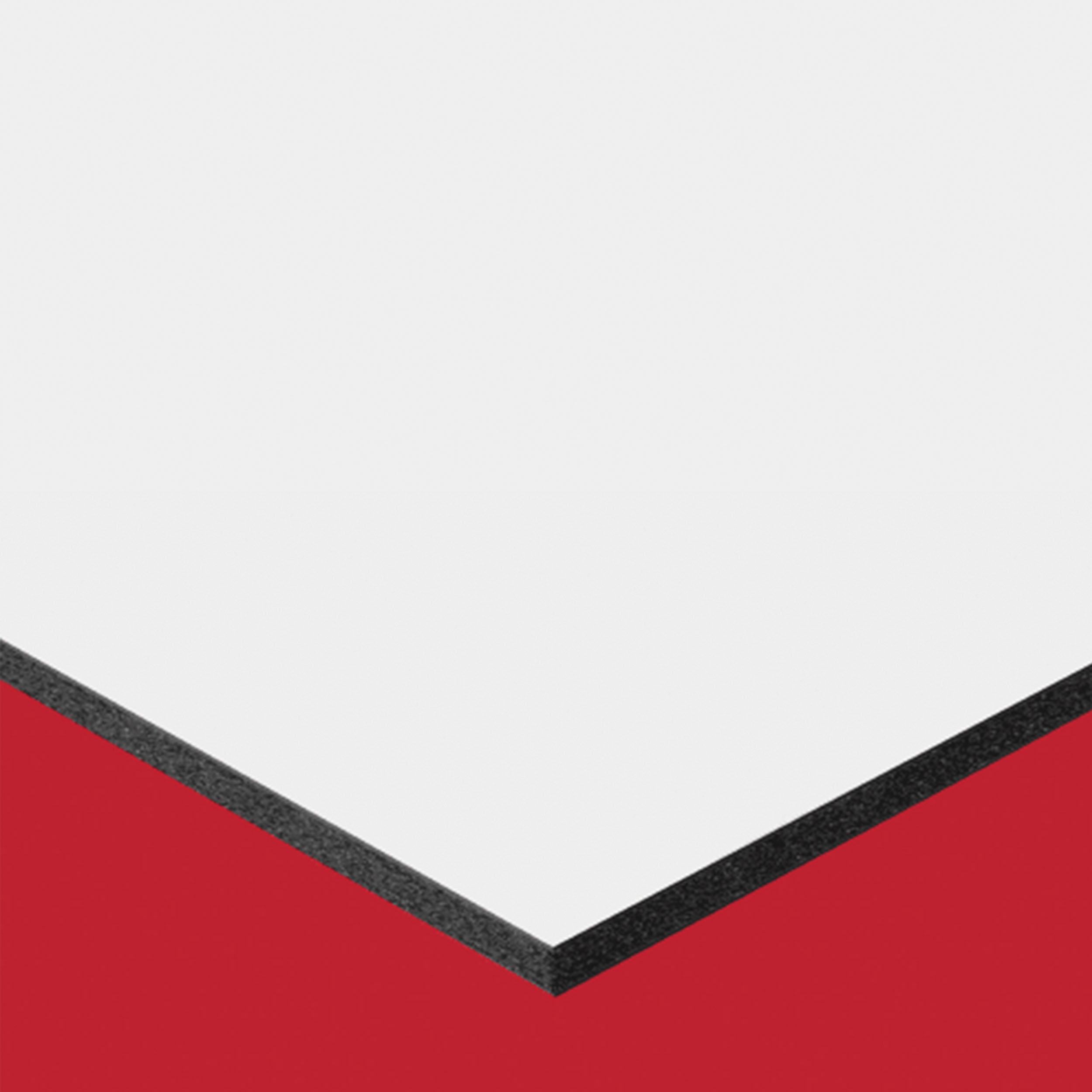 Square edge of Ultra Board sheet on red background.